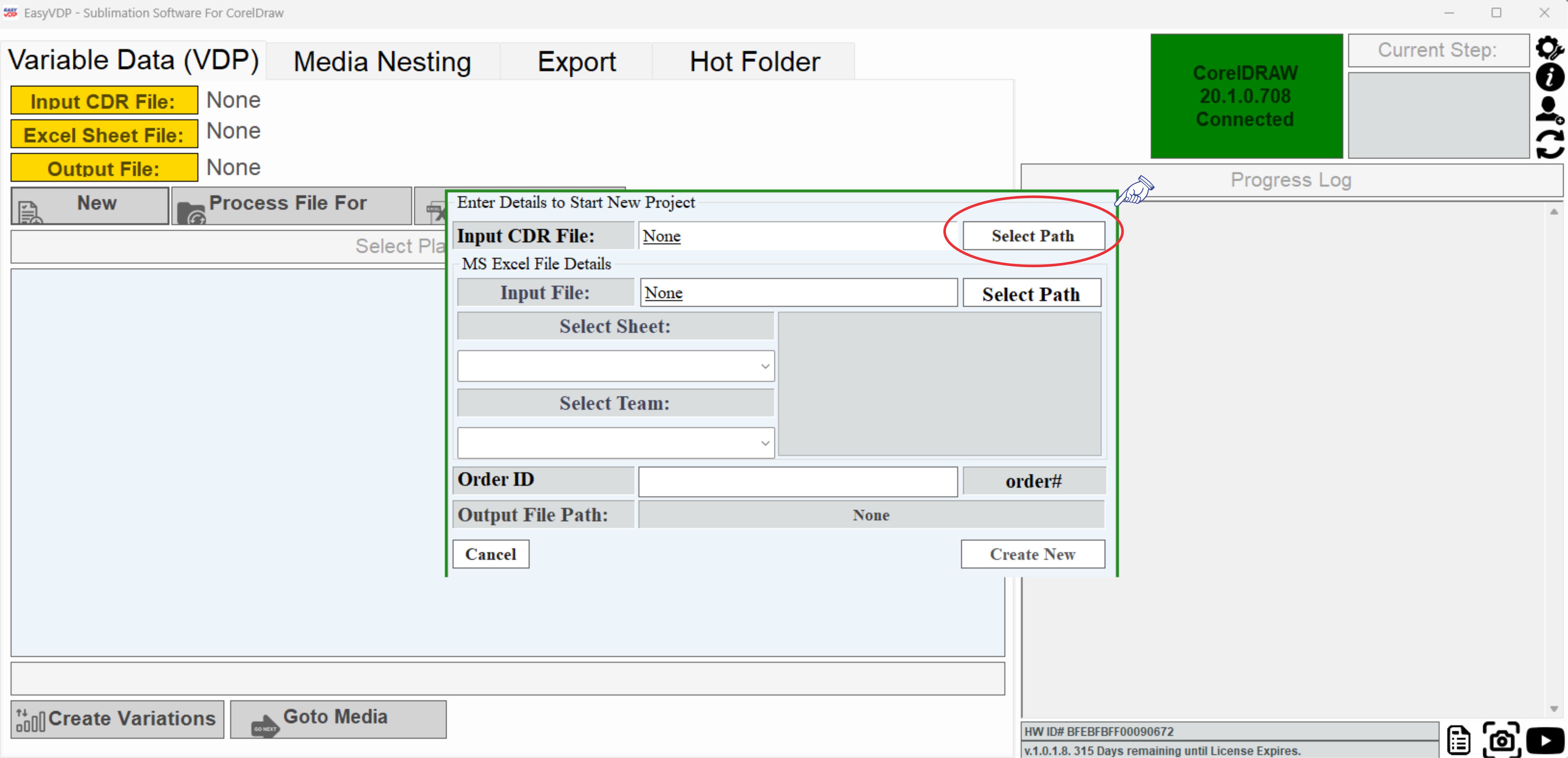 CorelDRAW File Selection Process
